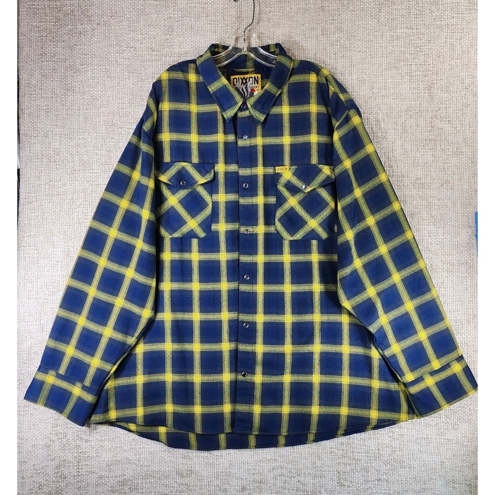 Dixxon Aim High Flannel Shirt Mens 4X Navy Yellow Plaid Pearl Snap Air Force LTD